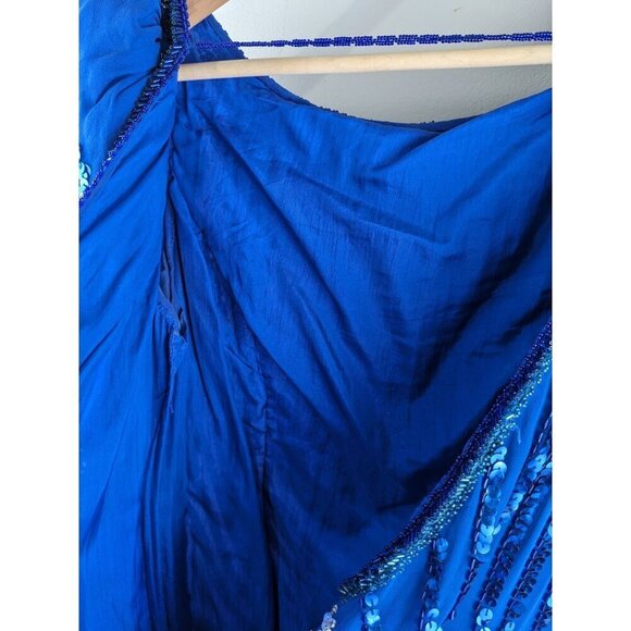 Vintage Alyce Designs Blue Gown Size 10 Sequined Silk Evening Dress - Picture 8 of 11